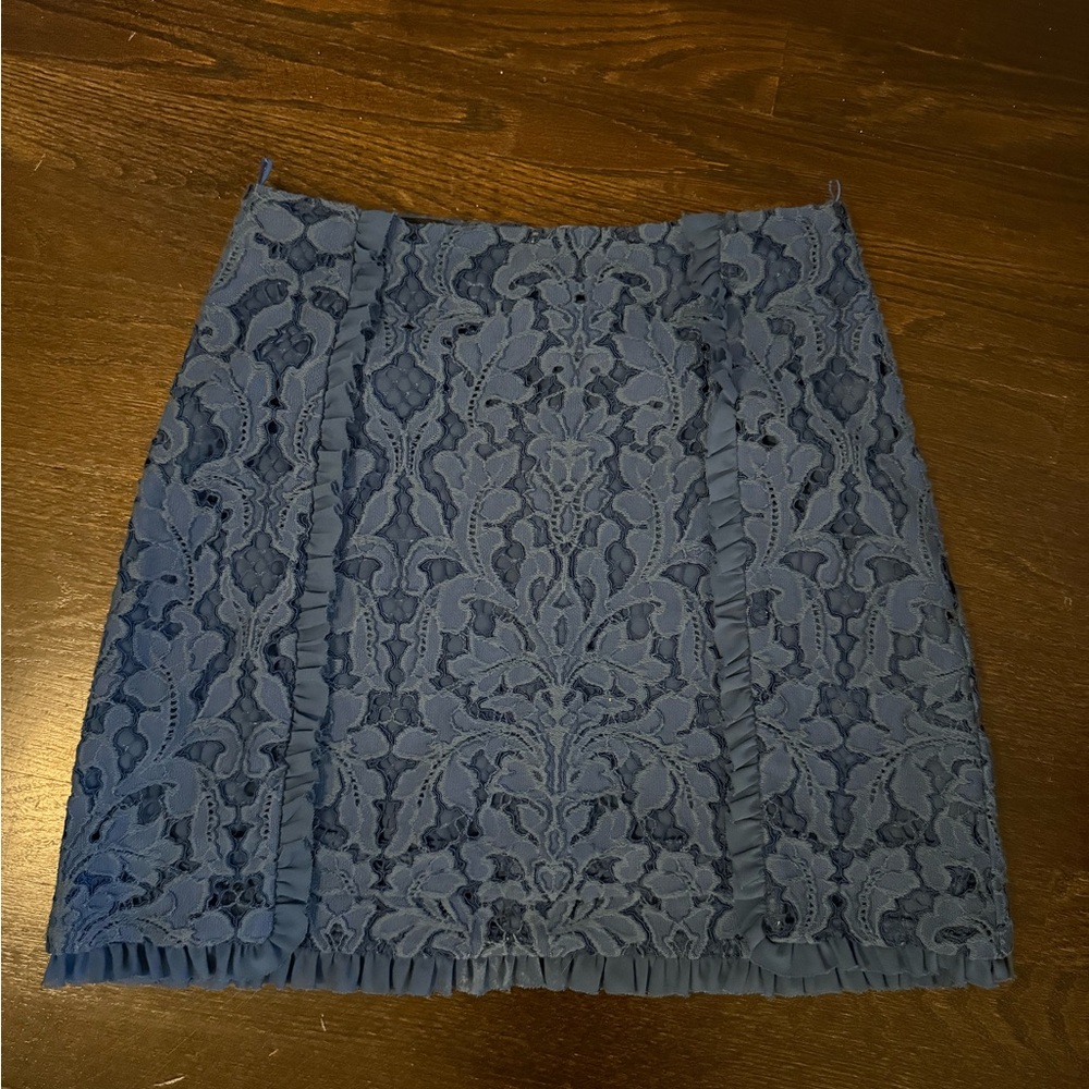 Pinko Turquoise Blue Lace Mini Skirt